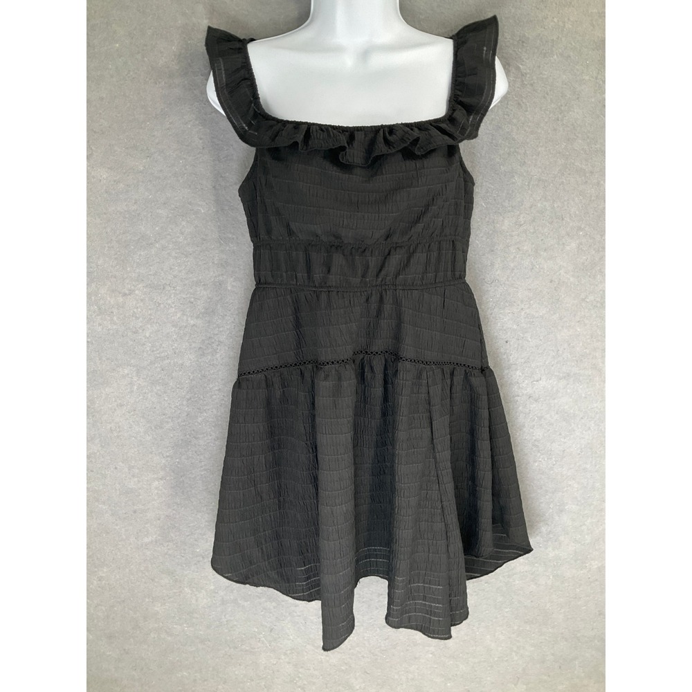 Wild Fable Black Ruffle‎ Square Neck Tiered Dress Size M Cottagecore Boho